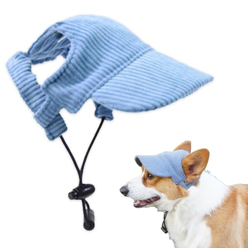 Wzhtuzi Hunde Baseballmütze, Basecap Verstellbar Outdoor Sonnenschutz Hut Hundecap mit Ohrlöchern Haustier Streifen Sommer Hut für Welpen, Hunde Sonnenhut Benutzt für Sonnenschutz (Blau, S) von Wzhtuzi