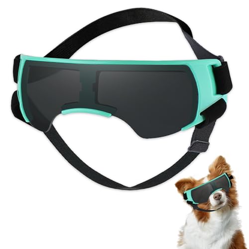 Wzhtuzi Hunde Sonnenbrille, UV Schutzbrille Augenschutz Brille Windschutzbrille Hundebrille für Haustiere mit Einstellbar Gummiband für Kleine Hunde im Freien, Schwarz & Grün von Wzhtuzi