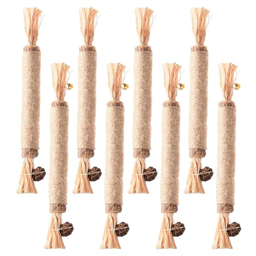 Wzhtuzi 8 Stück Katzen kaustangen,matatabi Stick Katze Katzen Sticks für Katzen Spielen BeißEn Kauen Katzenminze Sticks Katzen Zahnpflege Spielzeug knabberstangen Katze von Wzhtuzi