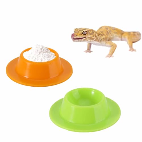 2 Pack Gecko Calcium Dish for Leopard Geckos Small Reptiles, Gecko Food Dish and Water Feeding Bowl Reptile Feeding Food Cups, Gecko Calcium Powder Food Bowl for Reptile Enclosure Accessories von Wzttdm