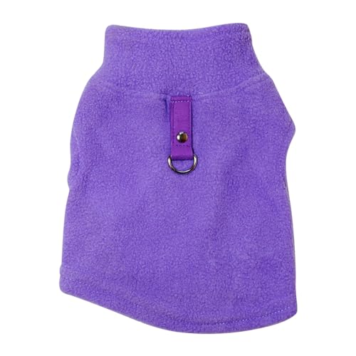 #15 Haustierbekleidung Hund Herbst und Winter Fleece Traktion Schnalle Hund Warm Pullover Welpen Bekleidung Fleece Weste (Lila, Einheitsgröße) von Wzxhew