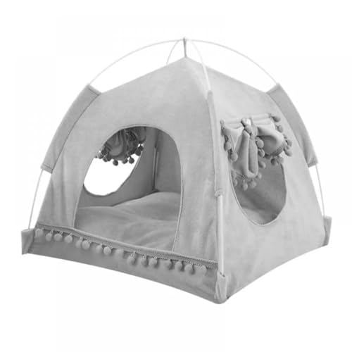 #2 Katzenzelt Bett Katzenhaus Bett Tipi Bett Tragbare Zelte & Häuser Nest Sommer Outdoor Tragbares Hunde- & Katzenzelt Mit Abnehmbarem Kissen Pad Für Katze Kleine Hunde Schlafbett (Grau, XL) von Wzxhew