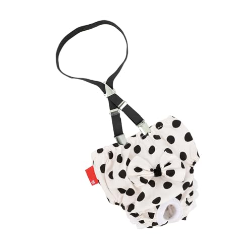 #26 Hund waschbar Hund weiblich mit Hosenträgern Polka Dot Doggy Unterwäsche Sanitär Höschen Wiederverwendbare Hund Wärme Panties Doggies Windeln Bauchbänder Hose mit Schleife Knoten (Weiß, L) von Wzxhew