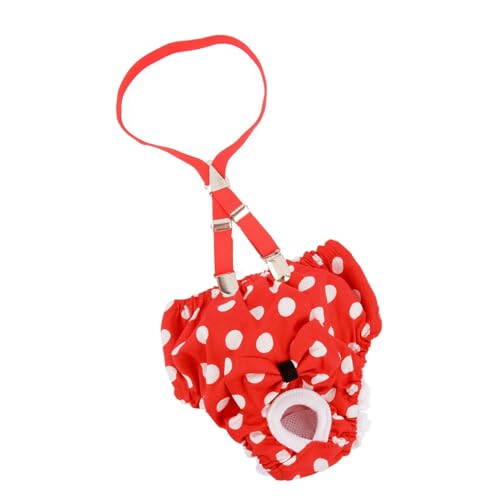 #27 Hund waschbar Hund weiblich mit Hosenträgern Polka Dot Doggy Unterwäsche Sanitär Höschen Wiederverwendbare Hund Wärme Panties Doggies Windeln Bauchbänder Hose mit Schleife Knoten (Rot, XL) von Wzxhew