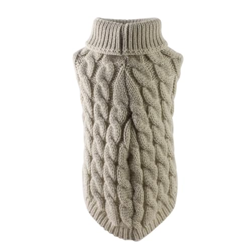 # Kleiner Hundepullover Strickwaren Rollkragen & warme Hundepullover für kleine Hunde Haustier kleine Hunde Katze Chihuahua Herbst Winter Pullover Strickwaren Kleidung Bluse Outfit Haut (Beige, S) von Wzxhew