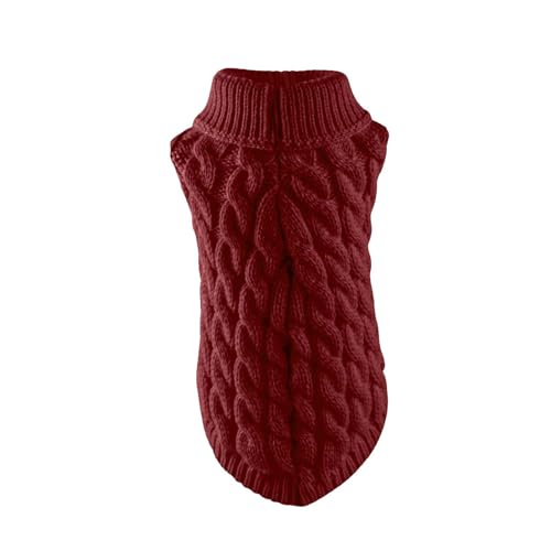 # Kleiner Hundepullover Strickwaren Rollkragen & warme Hundepullover für kleine Hunde Haustier kleine Hunde Katze Chihuahua Herbst Winter Pullover Strickwaren Kleidung Bluse Outfit Haut (Rot, L) von Wzxhew