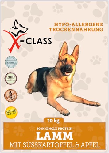 Lamm mit Süßkartoffel und Apfel, hypoallergenesTrockenfutter für Hunde, monoprotein, getreidefrei, 10kg von X-CLASS