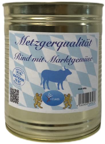 Metzgerqualität Rind mit Marktgemüse 800g Monoprotein, Nassfutter für Hunde,Premium Hundenahrung ohne jegliche Zusätze von X-CLASS