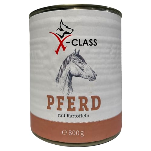 Pferd mit Kartoffel, 24x800g, Nassnahrung für ernährungssensible Hunde Aller Rassen, Hypoallergene Spezialnahrung von X-CLASS