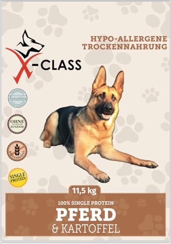 Pferd mit Kartoffel, Hypoallergenes Trockenfutter für Hunde, getreidefrei, für allergische und ernährungssensible Hunde, 11,5 kg von X-CLASS