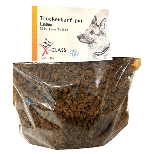 X-CLASS Trockenbarf Lamm pur, 100% Lammfleisch, 1kg, für Hunde, ideal für Allergiker und ernährungssensitive Hunde, 1kg, Trockenbarf aus 100% Lammfleisch von X-CLASS