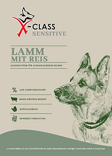 X-CLASS Sensitive Lamm mit Reis, Trockenfutter für ausgewachsene Hunde, 10kg von X-CLASS