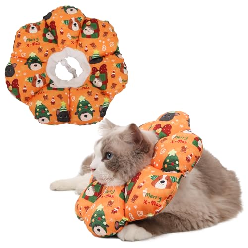 Wasserdichtes Katzenkegel-Halsband Donut, Weihnachtskatzen-Genesungshalsband, Katzenzapfen nach Operationen, Wundheilung für Kätzchen, Welpen, M von X@HE