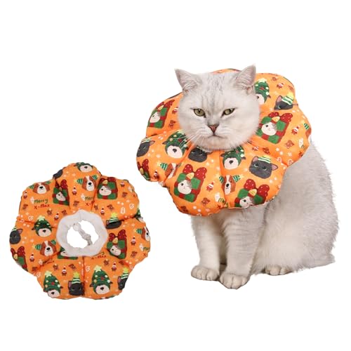 Wasserdichtes Katzenkegel-Halsband Donut, Weihnachtskatzen-Genesungshalsband, Katzenzapfen nach Operationen, Wundheilung für Kätzchen, Welpen, S von X@HE