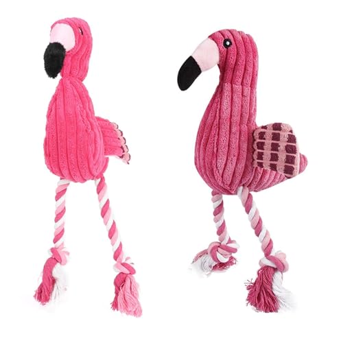 Niedliches Flamingo Plüschspielzeug Für Kleine Und Große Hunde Quietschspielzeug Aus Baumwolle Seilbeständig Welpenspielzeug Lustig Begleitende Haustiere Zubehör Quietschendes Hundespielzeug von X-Institute