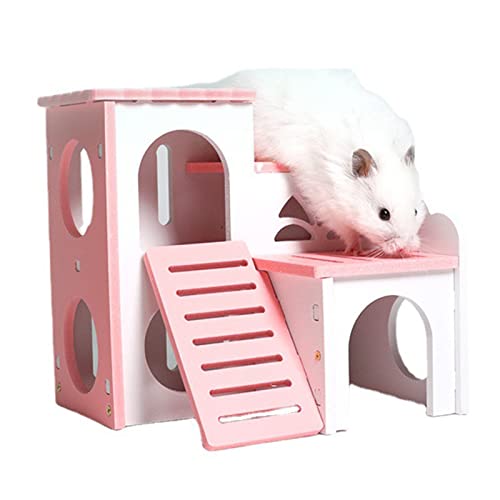 X-Institute Hamster Versteck Aus Holz Spielhaus Für Kleine Tiere Mehrstöckige Villa Rosafarbenes Lebensraum Dekoration Mit Leiter Einfach Zu Montieren Für Ratten Mäuse Rennmäuse Igel Spielen Und von X-Institute