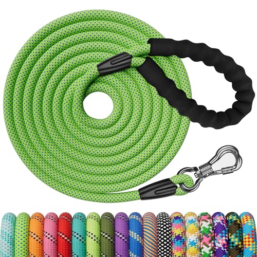 X XBEN 10mm Schleppleine für Hunde, 1.5M/3M/4.5M/9M/15MStarke Hundeleine mit Bequemen Gepolsterter Griff, Kausicher Trainingsleine für Kleine Mittlere Große Hunde, Robustes Kletterseil von X XBEN