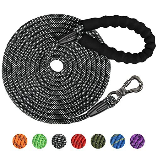 X XBEN 8mm 6M Schleppleine für Hunde, Starke Hundeleine mit Bequemen Gepolsterter Griff, Kausicher Trainingsleine für Kleine Große Hunde, Robustes Kletterseil und Karabiner, mit 1 Tasche von X XBEN