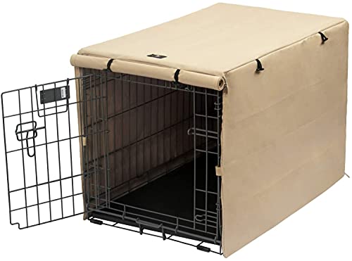 X-ZONE PET Abdeckung für Hundekäfige, Doppeltür, Polyester, passend für 61/76 / 91/107 / 121,9 cm Drahtkäfig, 61 cm, Hellbraun… von X-ZONE PET