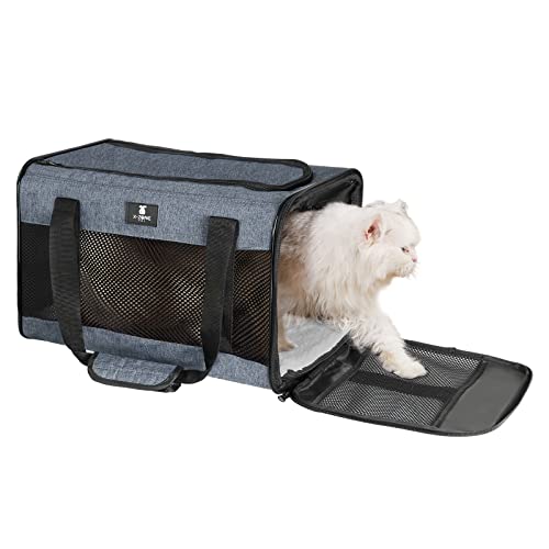 X-ZONE PET Airline Approved Soft-Sided Pet Travel Carrier for Dogs and Cats, Medium Cats Small Cats Carrier,Dog Carrier for Small Dogs, Portable Pet Travel Carrier (Medium, Blue) von X-ZONE PET