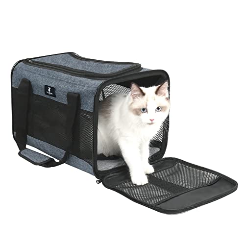 X-ZONE PET Airline Approved Soft-Sided Pet Travel Carrier for Dogs and Cats, Medium Cats Small Cats Carrier,Dog Carrier for Small Dogs, Portable Pet Travel Carrier (Medium, Blue) von X-ZONE PET