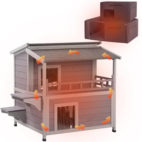 X-ZONE PET Outdoor Cat House Isoliert, wetterfeste Wilde Katze Shelter für Winter, beheizte Katze Condo von X-ZONE PET