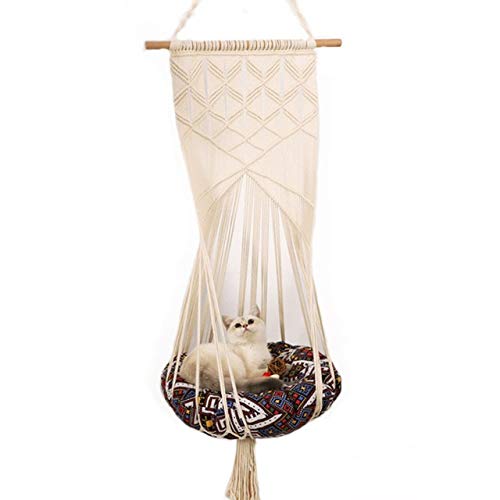 XACIUESD Boho Cat Swing-Cage Handgemachte Macrame Haustiere Unterstützung Nordic Pet House Katzen Hängen Schlaf Stuhlsitze Spielzeug Vier Jahreszeiten verfügbar von XACIUESD