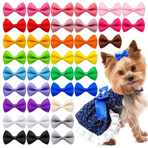 XAGMODSHN 50pcs Haustier Bowknot Hair Clip Zufällige Farbe Weiche Und Schöne Fadenbandbögen Für Katzen Und Hunde Modeaccessoires von XAGMODSHN