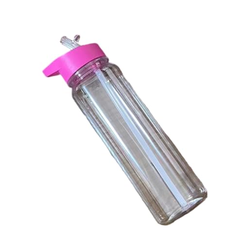 XAGMODSHN 700 ml leichte Kunststoff-Wasserflasche für Reisen, auslaufsichere Trinkflasche, Outdoor-Sport, Wasserflasche mit Strohhalm, Trinkgeschirr (Violett) von XAGMODSHN