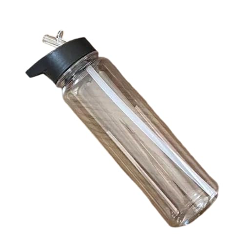 XAGMODSHN 700 ml leichte Kunststoff-Wasserflasche für Reisen, auslaufsichere Trinkflasche, Outdoor-Sport, Wasserflasche mit Strohhalm, Trinkgeschirr (schwarz) von XAGMODSHN