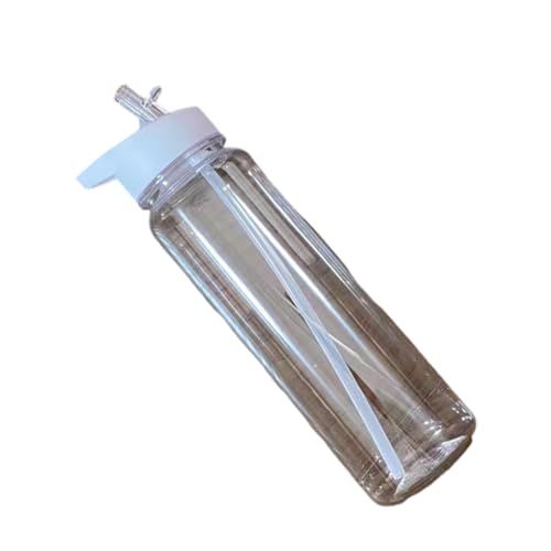 XAGMODSHN 700 ml leichte Kunststoff-Wasserflasche für Reisen, auslaufsichere Trinkflasche, Outdoor-Sport, Wasserflasche mit Strohhalm, Trinkgeschirr (weiß) von XAGMODSHN