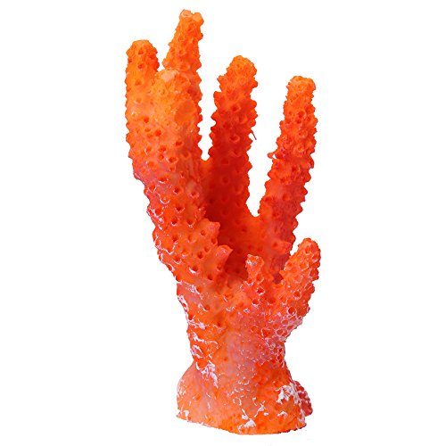 XAGMODSHN Aquarium Decor Korallen Ornament Orange Aquatic Coral for Landscaping Orange Artificial Resin Hiding von XAGMODSHN