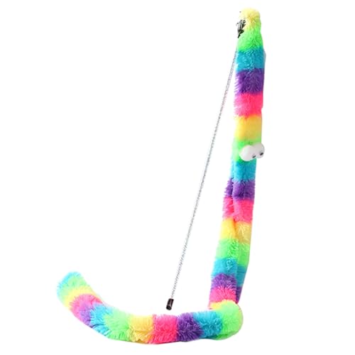 XANHOY Interaktives Spielzeug, Kätzchen-Zauberstab, Spielzeug mit Glocke, Raibow-Farbe, 83,8 cm lang, Plüschtier, Geschenkideen für Kätzchen von XANHOY