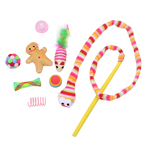 XANHOY Katzenspielzeug Festival Strumpf Form Set Plüsch Geschenk für Haustier mit Maus Spielzeug Katzen Spielzeug Interaktiver Stick Zauberstab Spielzeug von XANHOY