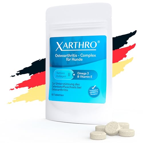 XARTHRO® Gelenktabs für Hunde - Diät- Ergänzungsfuttermittel - bei Osteoarthritis - angereichert mit Nicht-denaturiertem Kollagen Typ II, Grünlippmuschel, Omega-3, MSM von XARTHRO