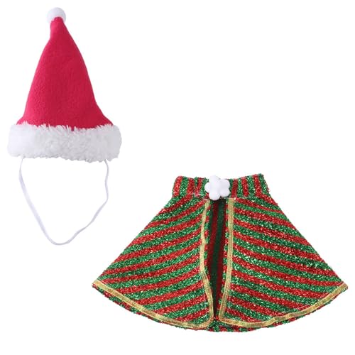 XBOKA Weihnachtliches Hundekostüm, Umhang und Mütze, Set für Haustiere, Katzen, Hunde, Festivals, Verkleidungen, Hunde-Party-Outfit, Cosplay-Zubehör von XBOKA