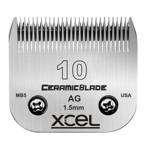 XCEL Abnehmbare Keramik-Haustier-Schermaschinen, kompatibel mit den meisten Andis, Oster, Wahl A5 Schermaschinen, aus Keramikklinge und Karbonstahlklinge, 1,5 mm Schnittlänge. (#10) von XCEL