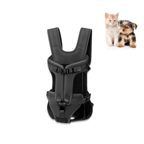 Haustierrucksack, tragbarer Rucksack für kleine und mittelgroße Katzen und Hunde, atmungsaktiver Haustierrucksack, geeignet für Reisen und Radfahren (Black A) von XCSCUK