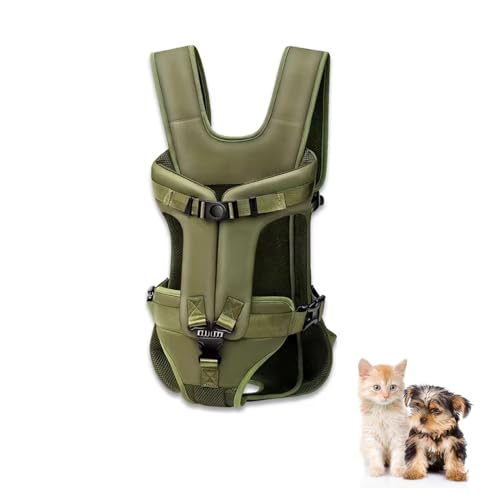 Haustierrucksack, tragbarer Rucksack für kleine und mittelgroße Katzen und Hunde, atmungsaktiver Haustierrucksack, geeignet für Reisen und Radfahren (Green C) von XCSCUK