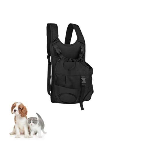 Hunderucksack, Outdoor-Rucksack für kleine und mittelgroße Katzen und Hunde, Verstellbarer Haustierrucksack, geeignet für Reisen, Wandern und Camping (Black 10) von XCSCUK