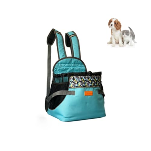Hunderucksack, tragbare kleine Haustiertasche, Faltbare Haustier-Brusttasche, geeignet für Reisen und Wandern (Blue 28 * 22 * 26CM) von XCSCUK