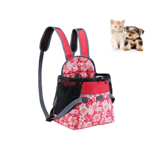Hunderucksack, tragbare kleine Haustiertasche, Faltbare Haustier-Brusttasche, geeignet für Reisen und Wandern (pink 28 * 22 * 26CM) von XCSCUK