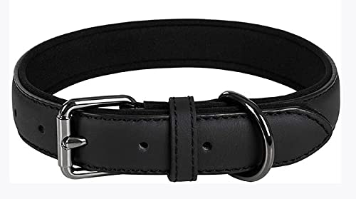 XCZAP Lederhalsband für große, mittlere und kleine Hunde, Lederauskleidung, robust, exquisit haltbar, verstellbar, mit eingebauter Zugvorrichtung (Groß, eisenhaltig) von XCZAP