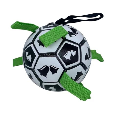 XChangeFun Hundespielzeug, Fußball mit Riemen, interaktives Hundespielzeug, Hundespielzeug, Wasserspielzeug, langlebige Hundebälle für mittelgroße Hunde (Glocke) von XChangeFun