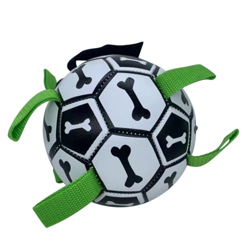 XChangeFun Hundespielzeug, Fußball mit Riemen, interaktives Hundespielzeug, Hundespielzeug, Wasserspielzeug, langlebige Hundebälle für mittelgroße Hunde (Knochen) von XChangeFun