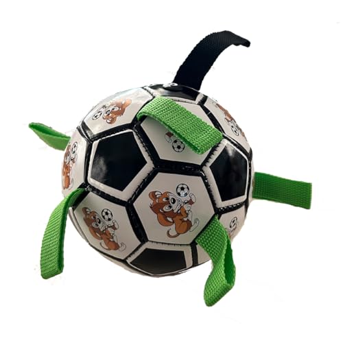 XChangeFun Hundespielzeug, Fußball mit Riemen, interaktives Hundespielzeug, Hundespielzeug, Wasserspielzeug, langlebige Hundebälle für mittelgroße Hunde (grün) von XChangeFun
