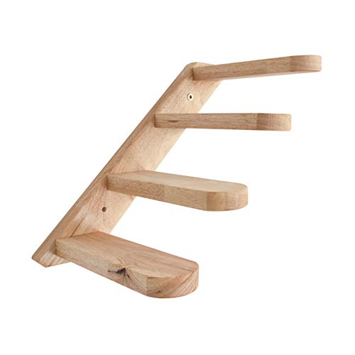 Cat Climbing Shelf, Cat Wood Vierstufige Wandtreppe Leiter Sisal Rubber Wood Springboard Treppen Katzenspielzeug, Mehrschichtiges Katzenregal, Massivholz-Wandtreppe-B-to The Right von XD Designs