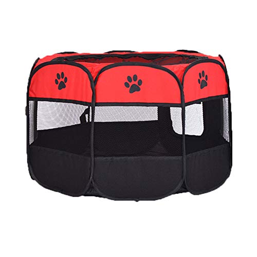 Haustier Katze Hund Tragbarer Faltbarer Kistenkäfig, Welpe Kaninchen Meerschweinchen Übungsspielzelt, Netzabdeckung Entzückendes Design 600D Weicher Oxford Stoffspielstift-red||S von XD Designs