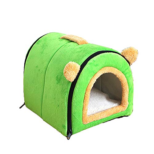 Haustierhaus 2-in-1, Tragbares Waschbares Sofa Weiches Bequemes Haus Für Haustier Katze Oder Hund Iglobett Weiches Kaschmir Warmes Haustiernest, Abnehmbarer Und Faltbarer Katzenstreu-Green||Medium von XD Designs