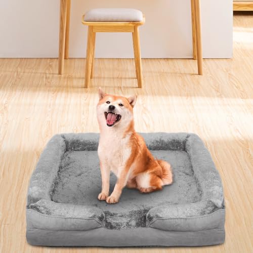 XDAILUYYDS Hundebett Ergonomisches, Hundesofa, Hundebett mit Reißverschluss, Waschbar Hundekissen, Hundekorb, 106 * 80 * 20cm (Grau) von XDAILUYYDS